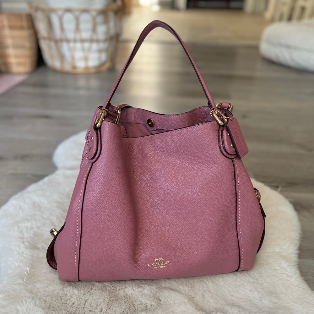 Coach Edie 31 Pebbled Leather Shoulder Purse - Primrose